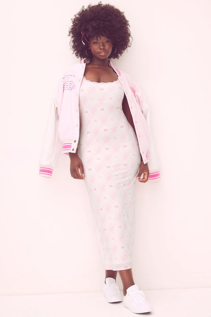 Robe midi en modal à imprimé tartan PINK x LoveShackFancy