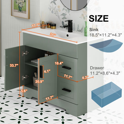 Ensemble de meuble-lavabo Wavy Line 30/36/48 avec lavabo et robinet