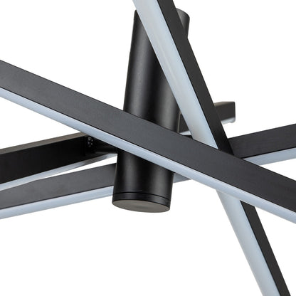 Lustre LED moderne en aluminium noir/doré, plafonnier linéaire Spoutnik pour salon/salle à manger/cuisine