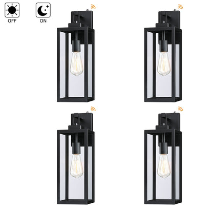 4-pack 1-Light Outdoor Wall Light with Matte Black Finish & Clear glass shade