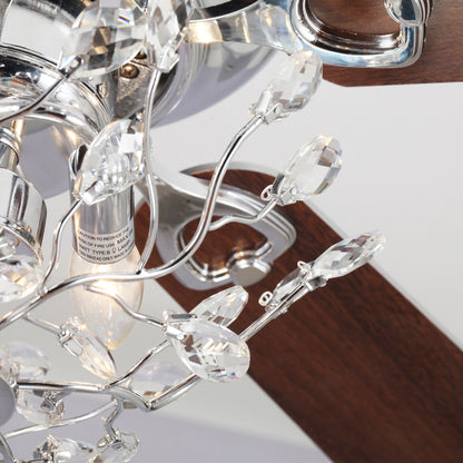 Ventilateur de plafond encastré moderne réversible à 5 pales en cristal avec télécommande