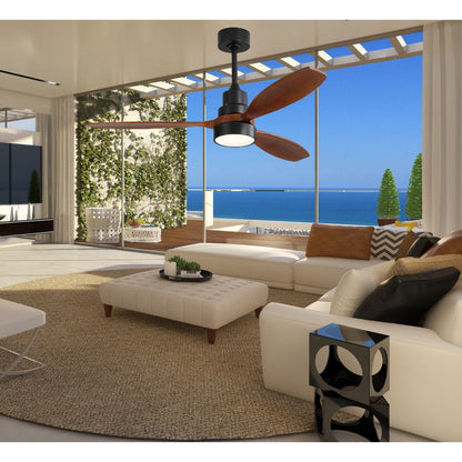 Ventilateur de plafond à LED intégré 48 et 52 pouces avec lumière et télécommande, moteur CC réversible