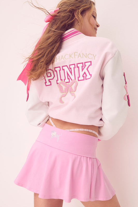 Jupe séduisante à rabat en coton PINK x LoveShackFancy