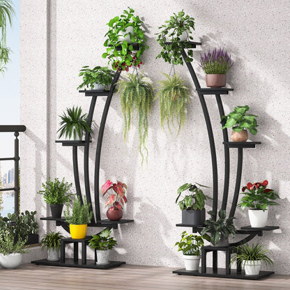Support pour plantes d'intérieur, support à fleurs à 6 niveaux pour jardin - Lot de 2