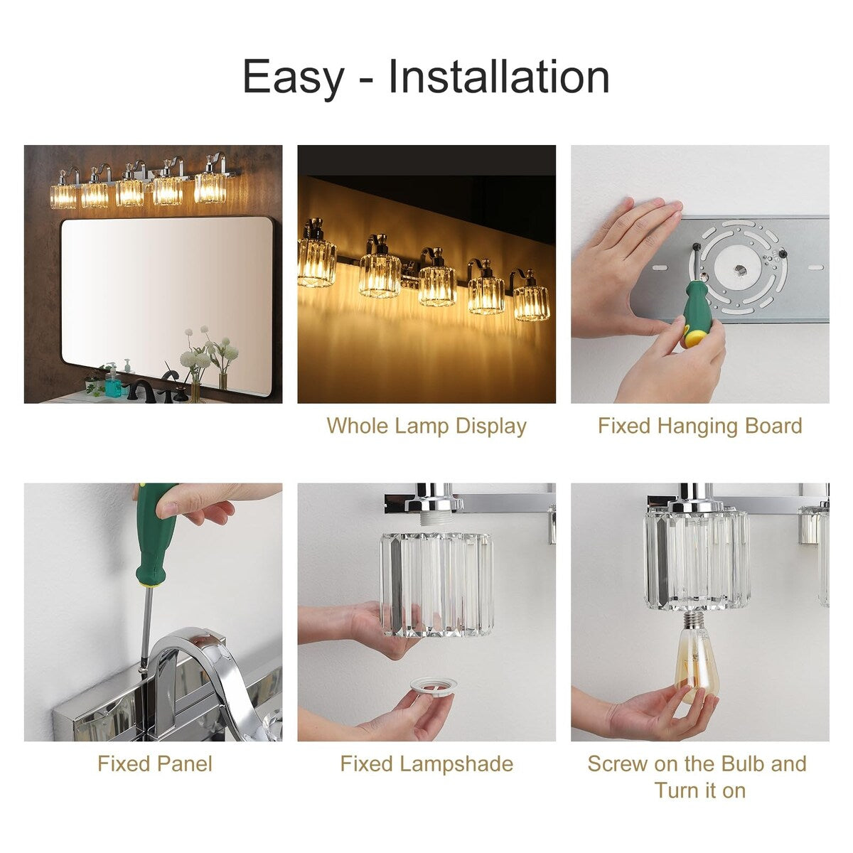 5-light Modern Crystal Bathroom Vanity Lighting Fixtures