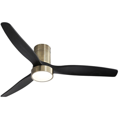 Ventilateur de plafond encastré de style campagnard de 52 pouces avec éclairage et télécommande, moteur CC réversible