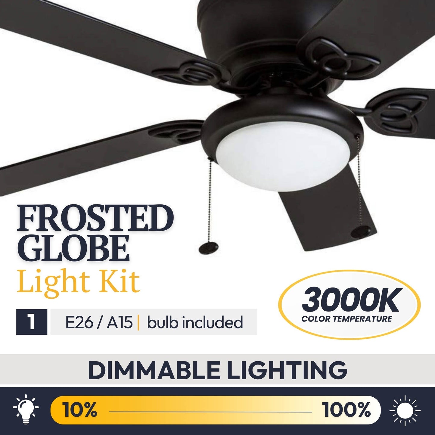 52 Prominence Home Benton Traditional Indoor LED Ceiling Fan with Light, Pull Chains