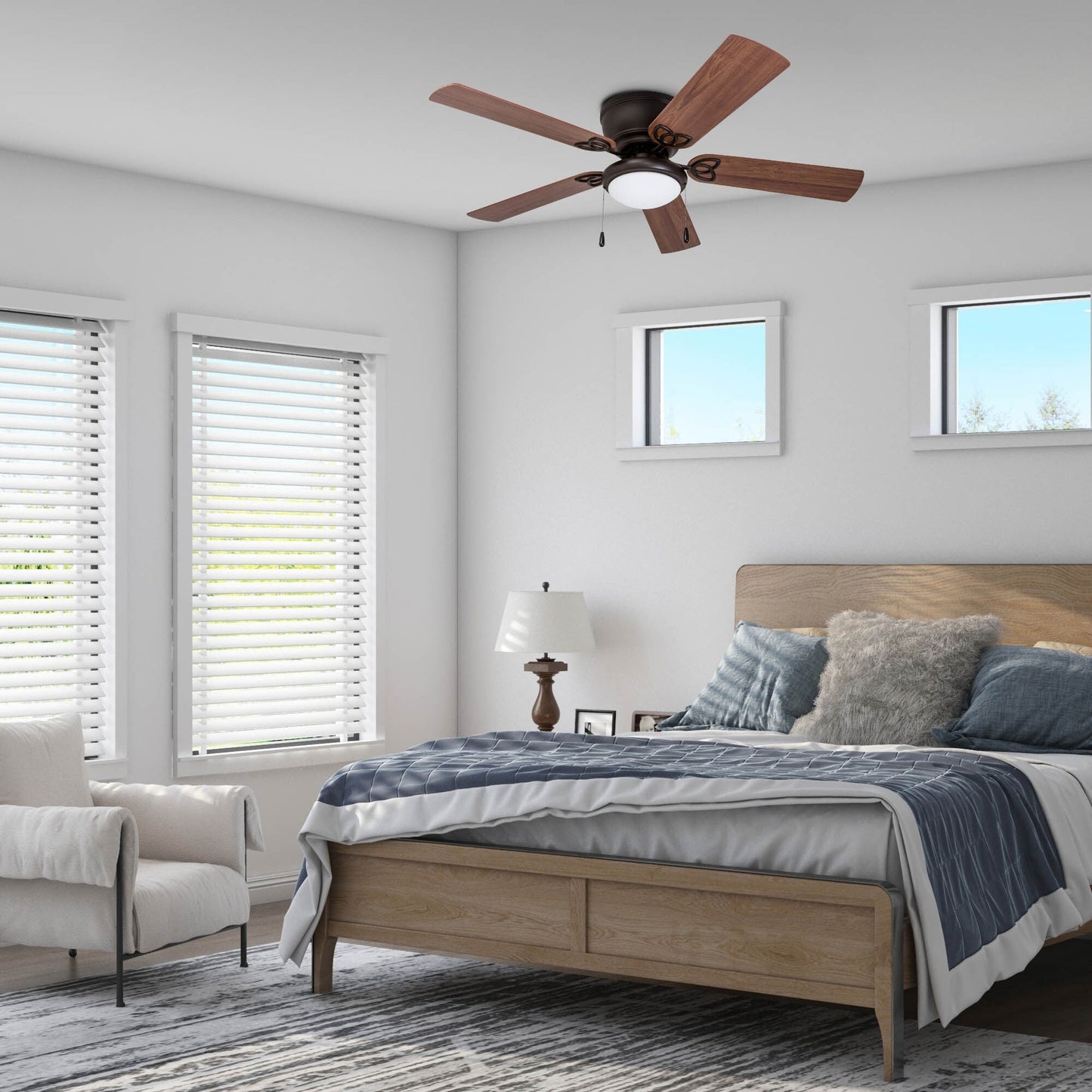 52 Prominence Home Benton Traditional Indoor LED Ceiling Fan with Light, Pull Chains