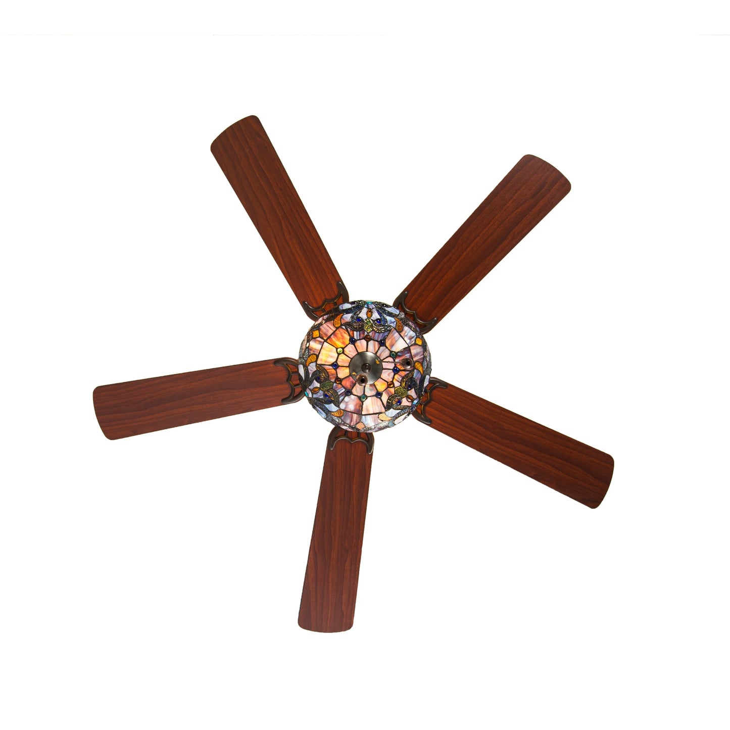 Ventilateur de plafond Magna Carta de style Tiffany Copper Grove Guasipati de 52 pouces - 52L x 52W x 16,5