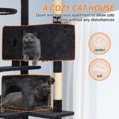 Furniture of America Cat Tree Multi-Level Cat Tower with Ladder, Platforms and Condos