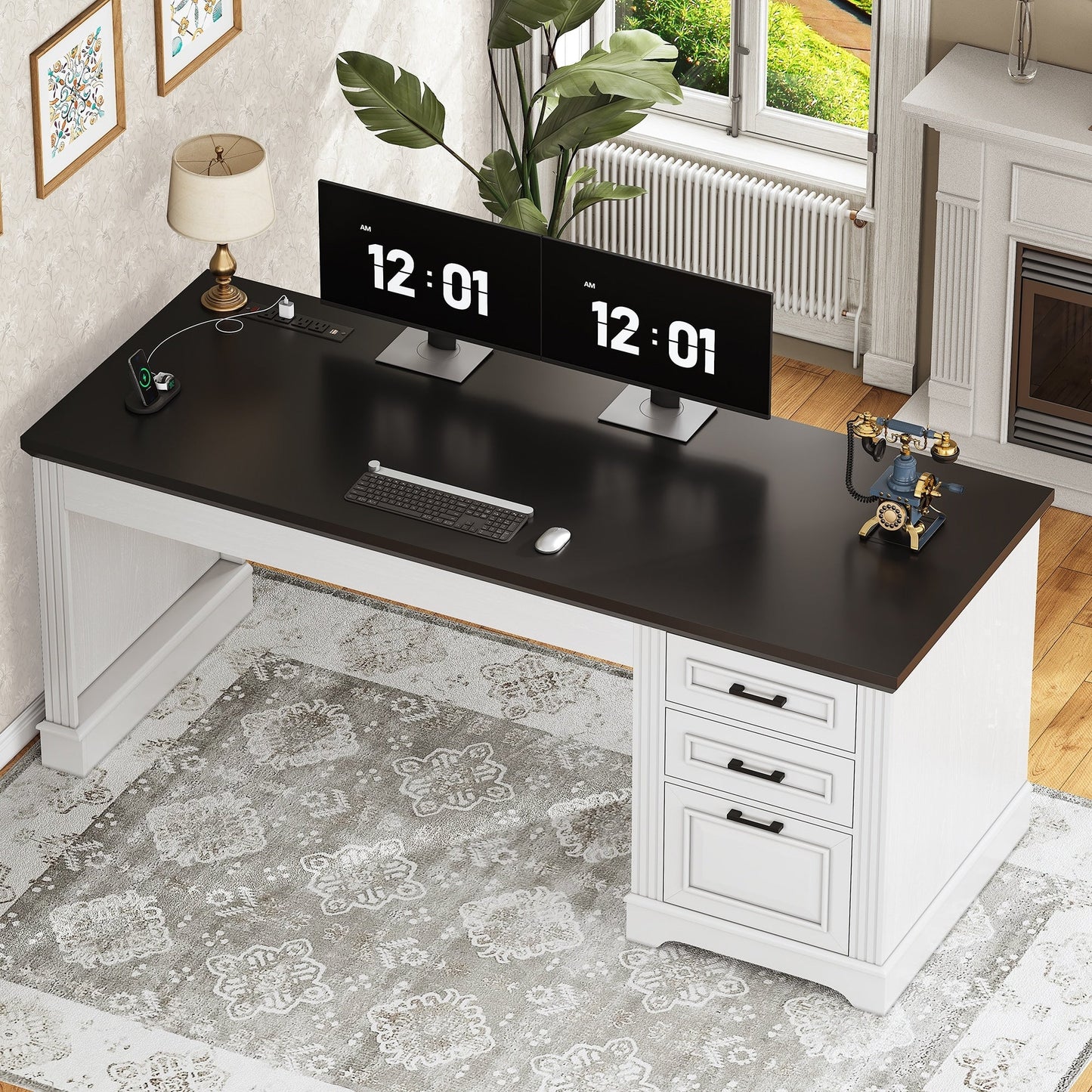 Bureau de direction de ferme Bureau à domicile Tiroir de classement Support d'écran Prise de courant