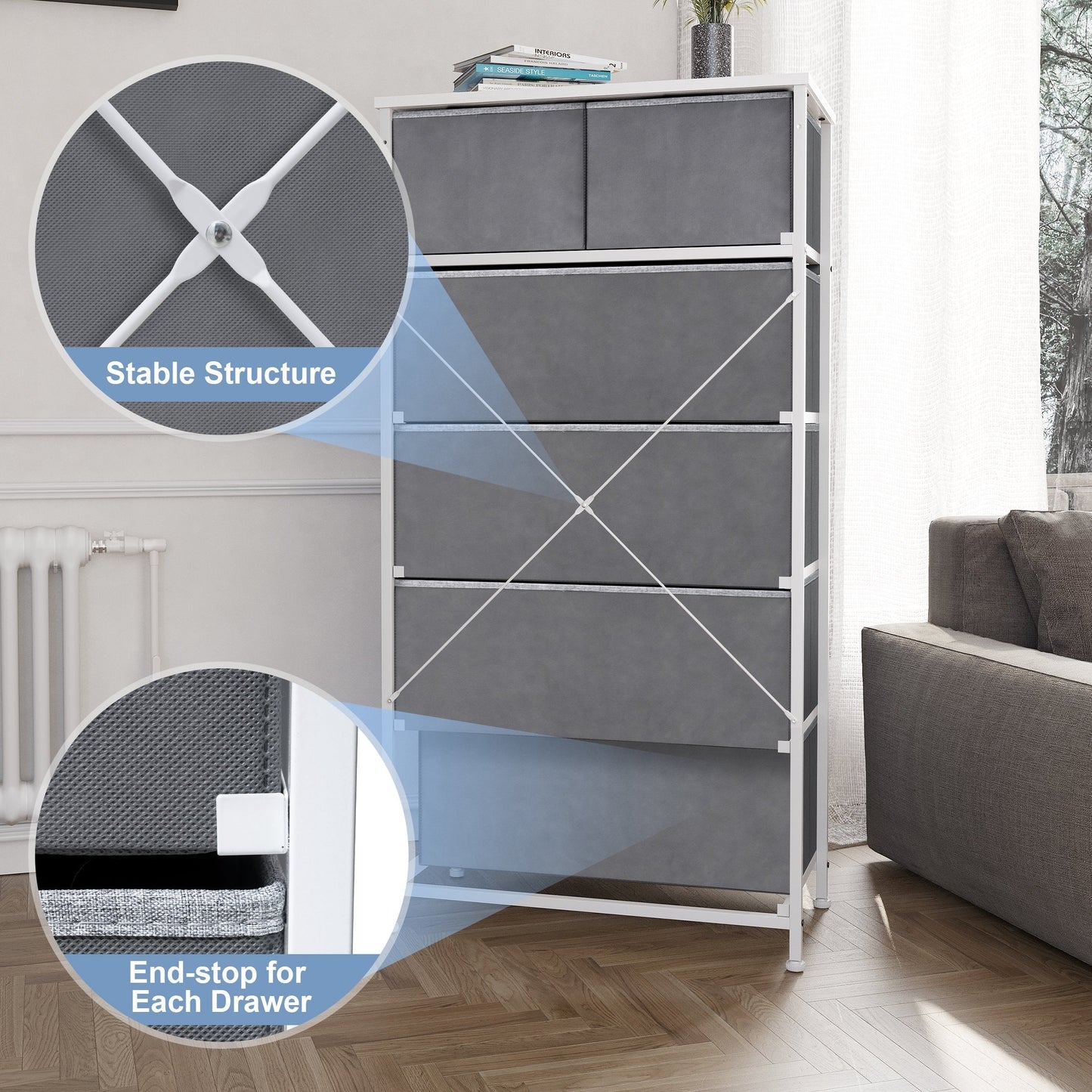 6-drawer Chest Vertical Dresser Storage Tower by Crestlive Products