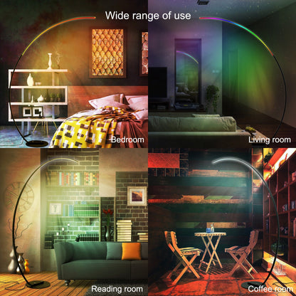 Lampadaire arqué à intensité variable à 69 LED - RGBW - N/A