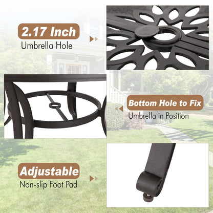 Ensemble de salle à manger/salle à manger de patio en aluminium moulé MAISON ARTS avec table à manger ronde et 6 chaises de patio en aluminium moulé