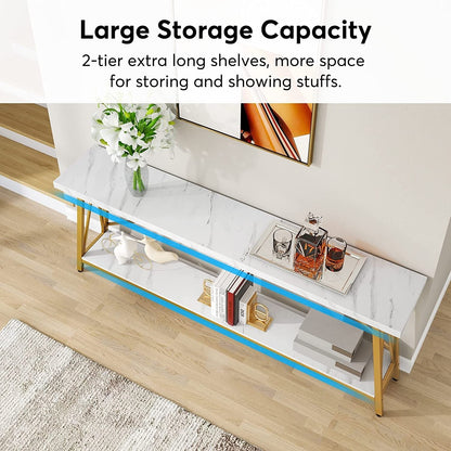 Table console d'entrée de style industriel extra-longue de 70,9 pouces