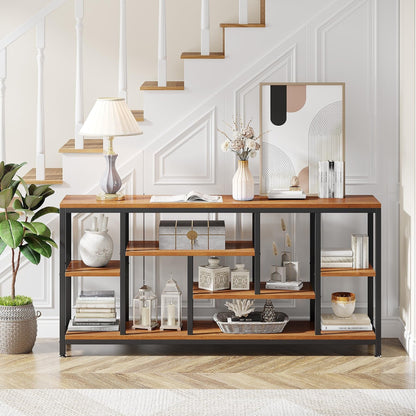 Console de canapé de 70,9 pouces avec rangement, table d'entrée à 3 niveaux pour couloir