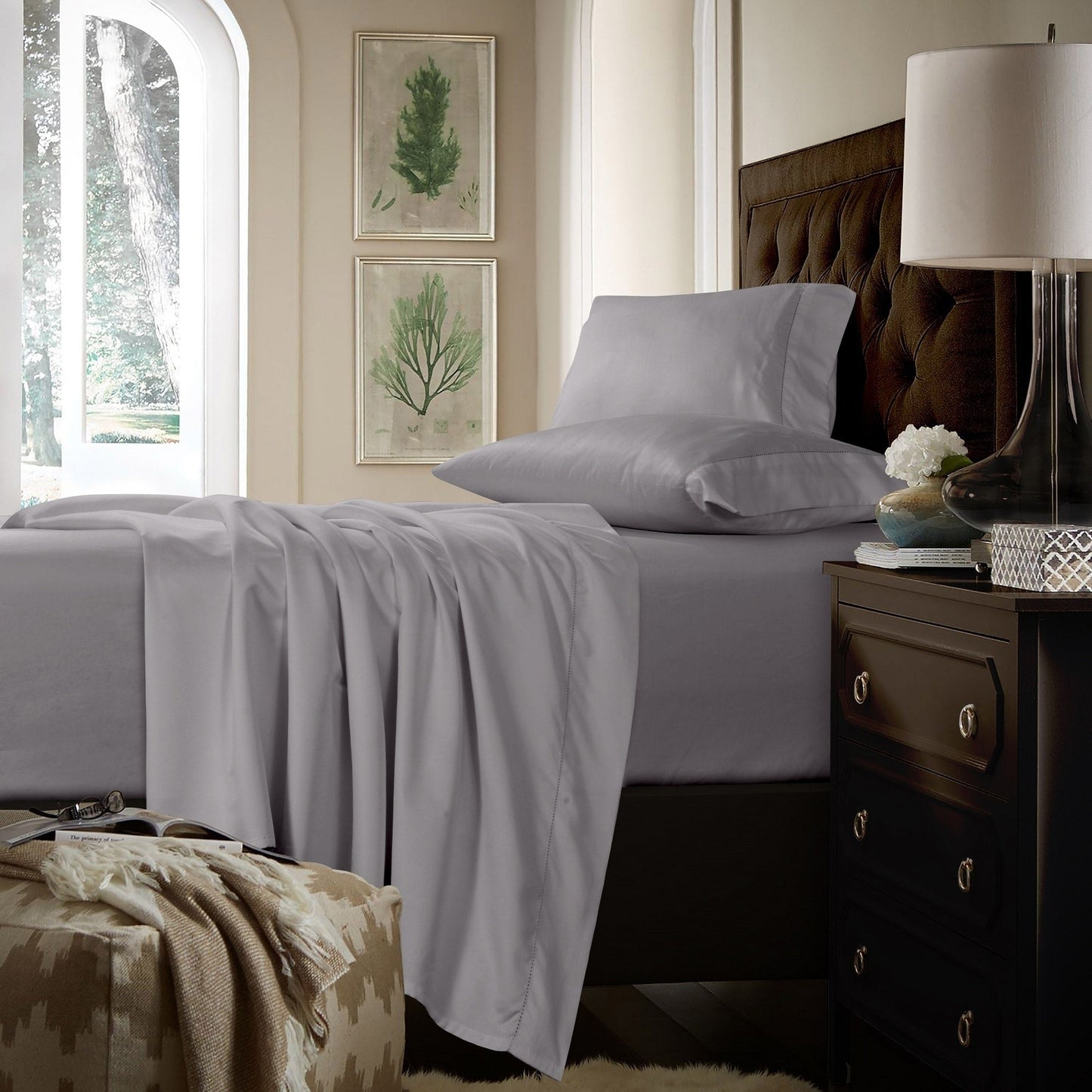 750TC Cotton Extra Deep Pocket Sheet Set with Oversized Flat Sheet