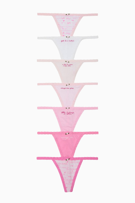 Lot de 7 culottes string V PINK x LoveShackFancy