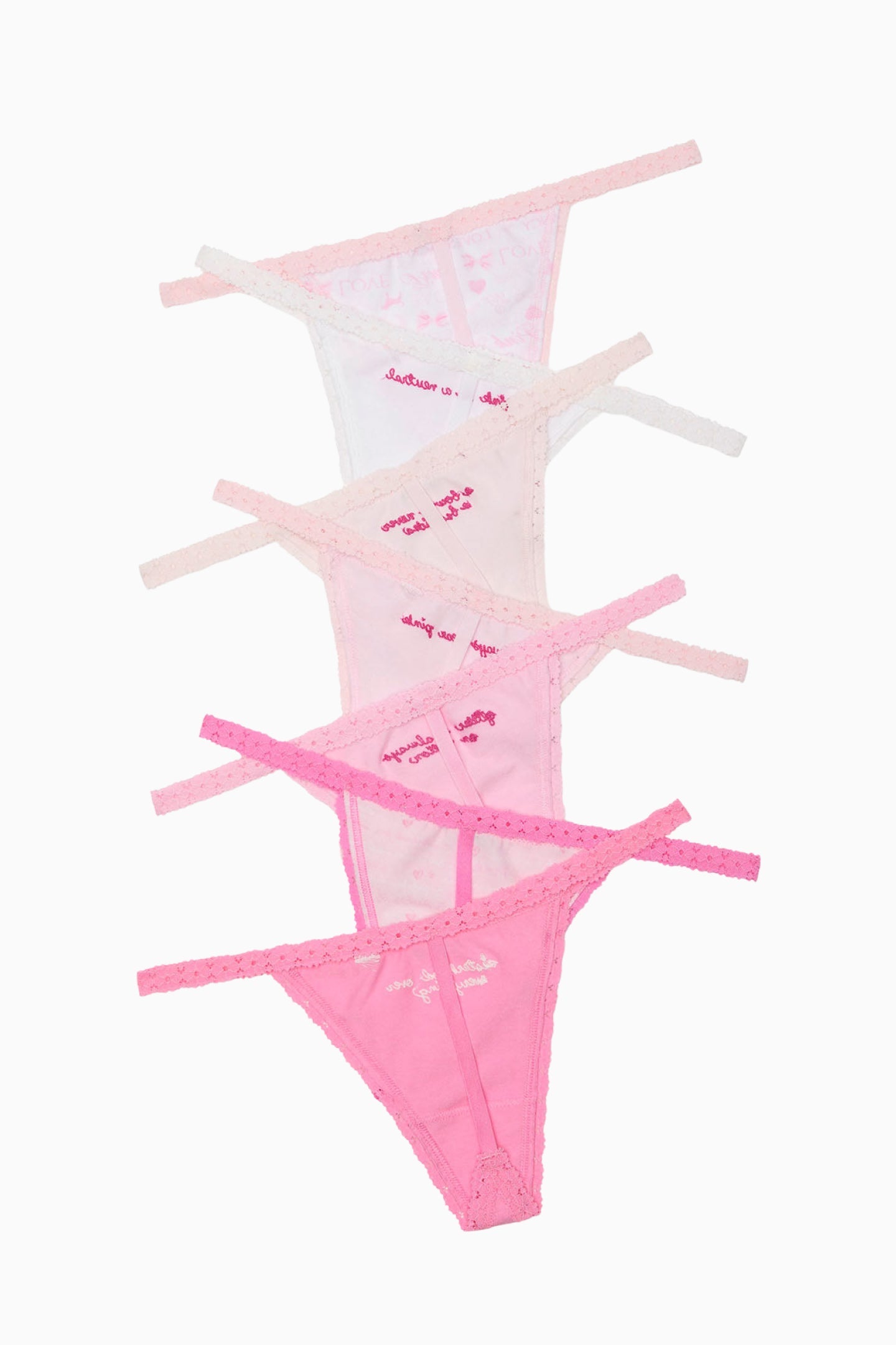 Lot de 7 culottes string V PINK x LoveShackFancy