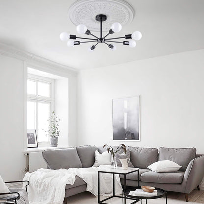 Black/ Gold Sputnik Semi Flush Mount Lamp Close to Ceiling Light Fixture for Living Room/ Kitchen/ Office/ Bedroom/ Foyer