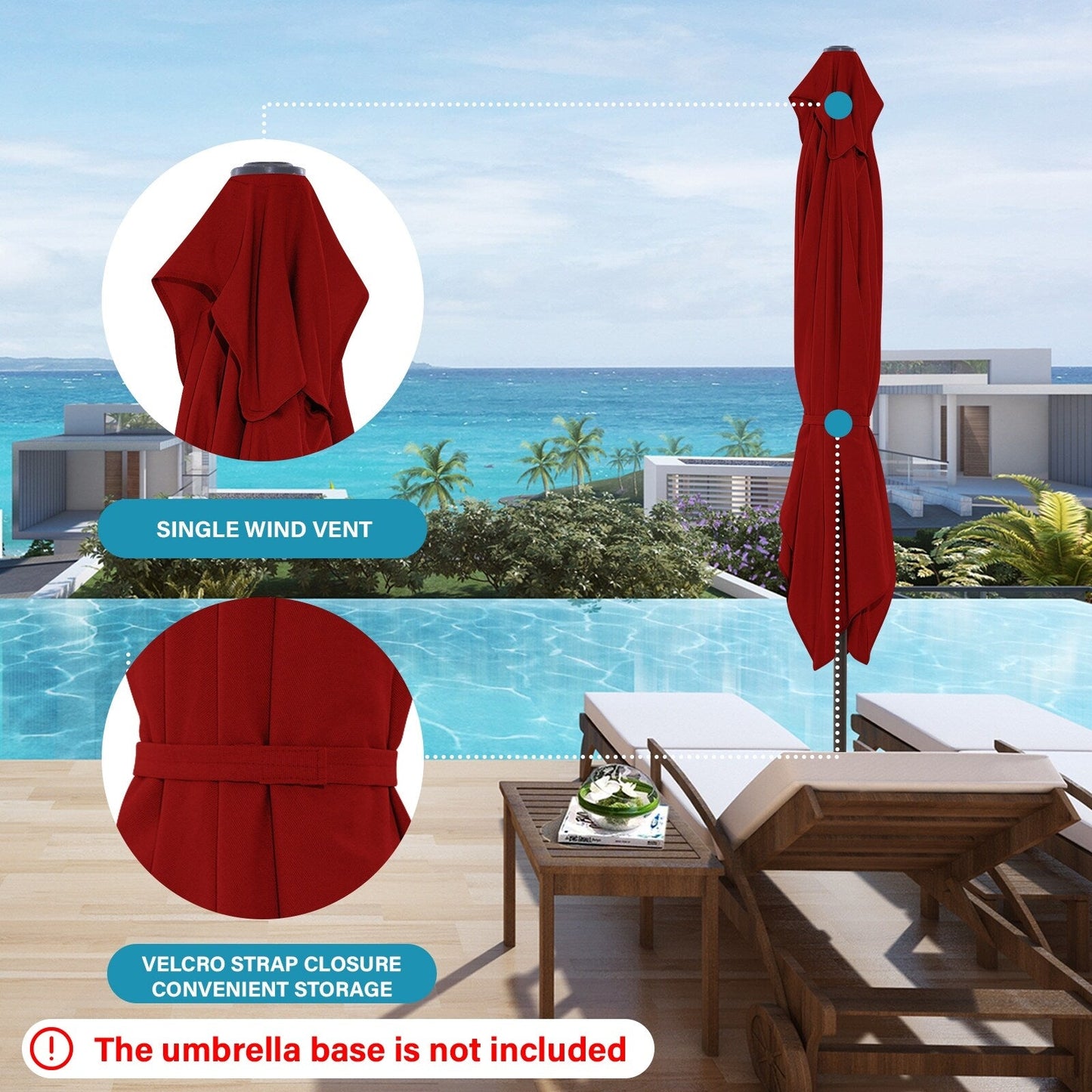 8*10ft Rectangular Patio Market Umbrella with Crank & Tilt，UV-Resistant