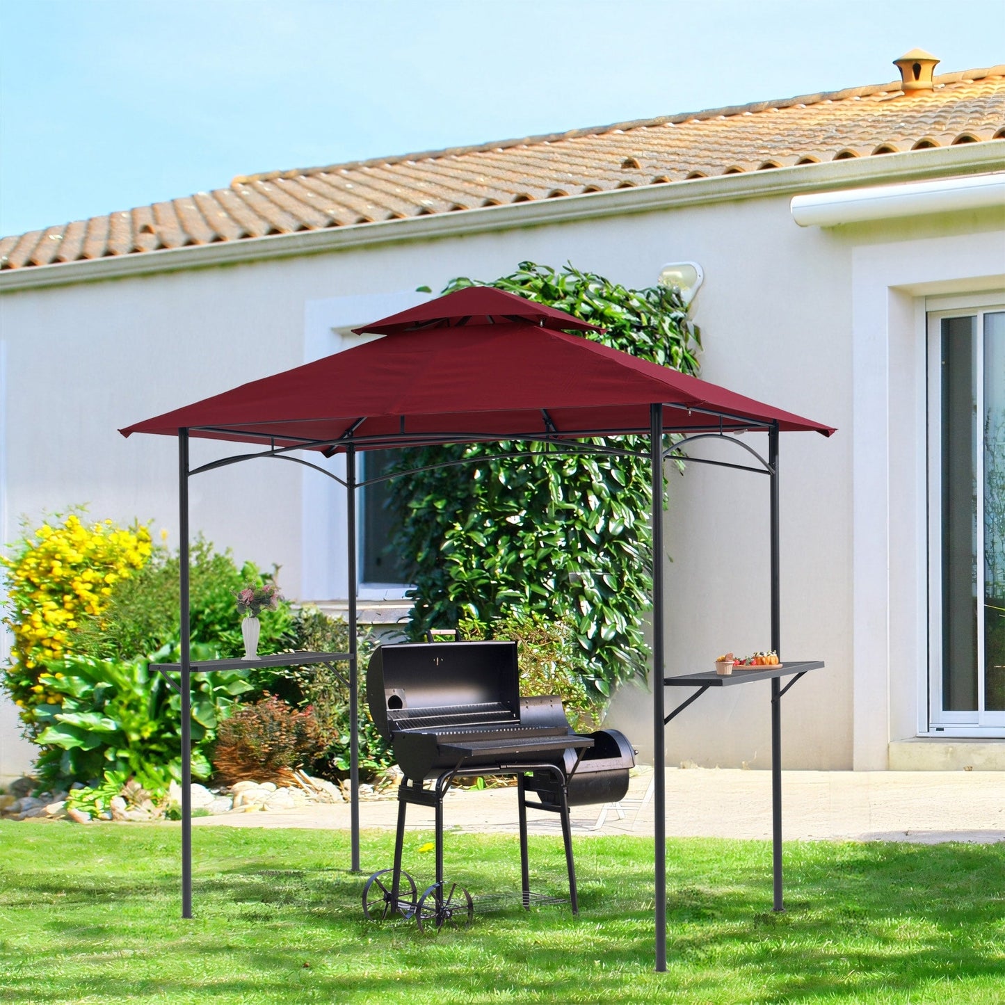 8' x 5' Outdoor Rainproof Grill Gazebo With Double Layer Vented Design