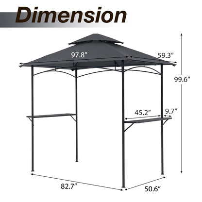 8' x 5' Outdoor Rainproof Grill Gazebo With Double Layer Vented Design