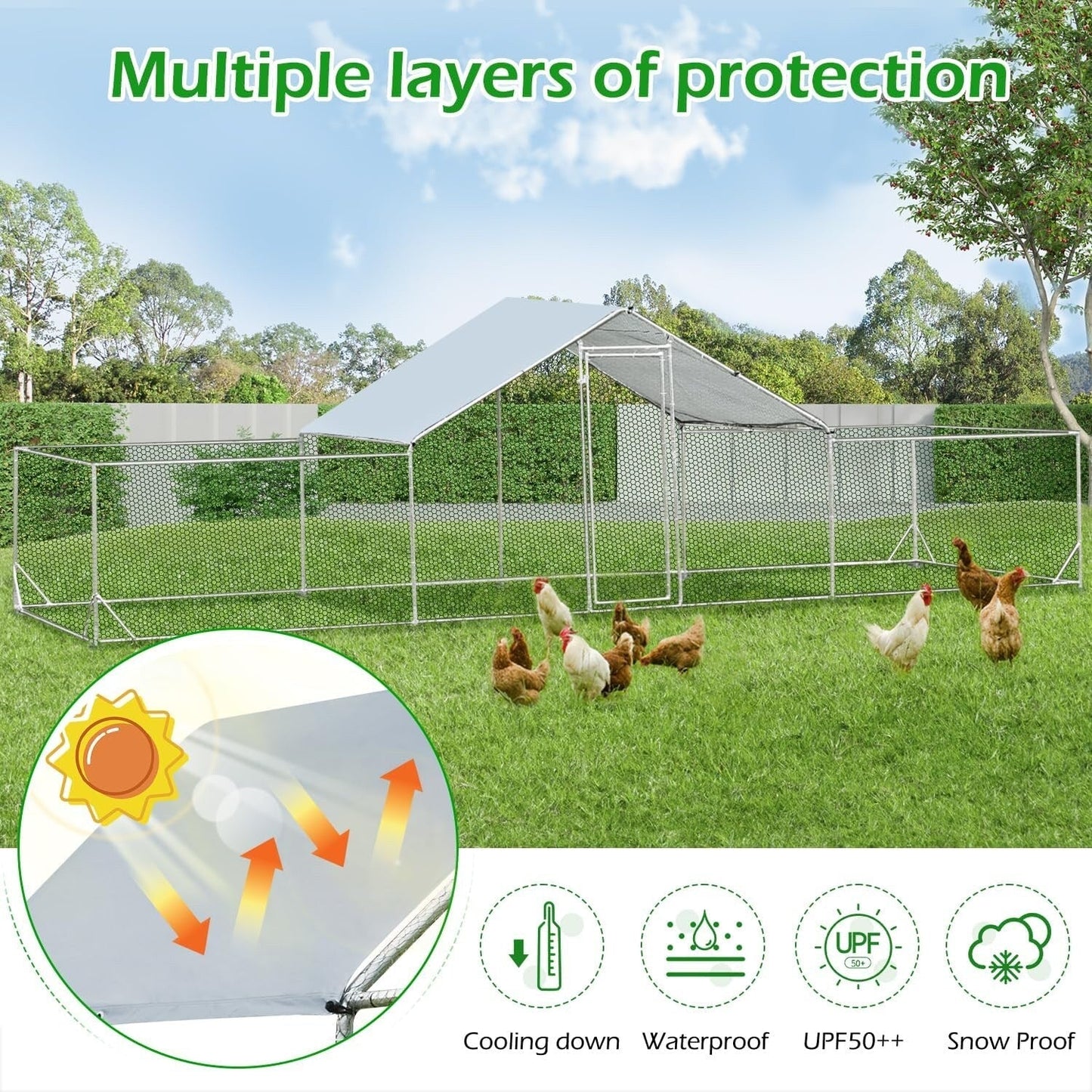 AECOJOY Grand poulailler en métal avec cage à poulets en métal