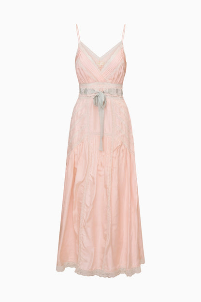 Robe longue Arlissa en soie et dentelle