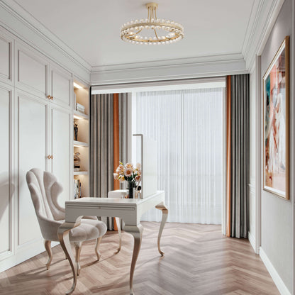 Plafonnier semi-encastré en cristal Elvira à 8 lumières, motif roue de chariot