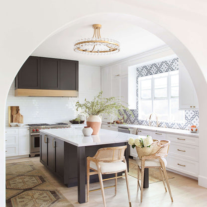 Plafonnier semi-encastré en cristal Elvira à 8 lumières, motif roue de chariot