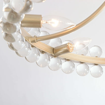 Plafonnier semi-encastré en cristal Elvira à 8 lumières, motif roue de chariot