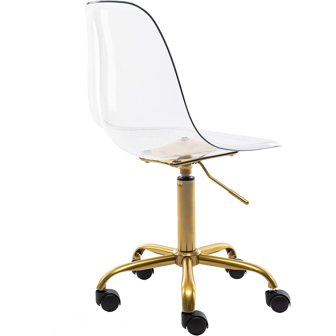 Chaise de bureau pivotante en acrylique à hauteur réglable sans accoudoirs