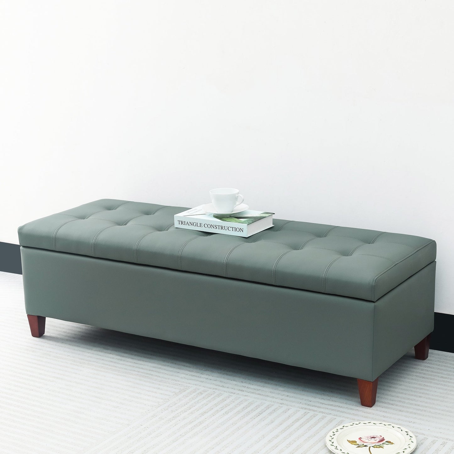 Banc ottoman de rangement en cuir reconstitué Adeco 50