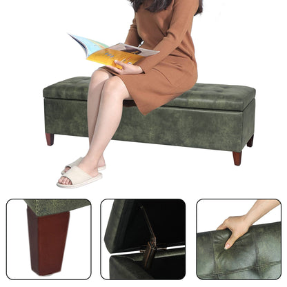 Banc ottoman de rangement en cuir reconstitué Adeco 50