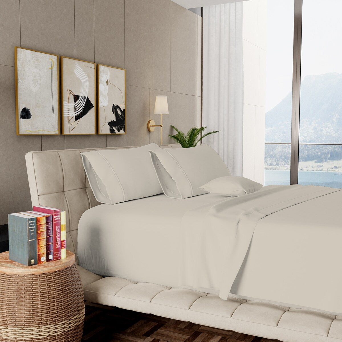 Parure de draps Aireolux en coton égyptien de luxe ultra-doux et soyeux 1000 fils