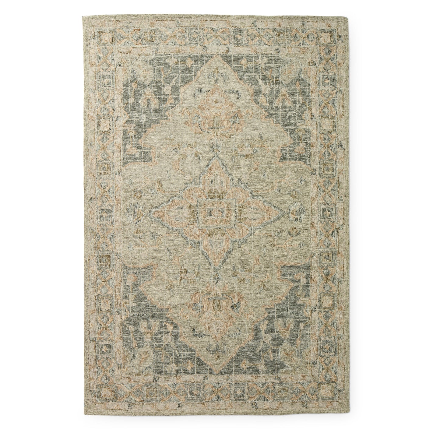 Tapis traditionnel en laine crocheté à la main en mosaïque Alexander Home