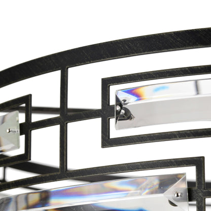 Lustre à abat-jour tambour Anita avec prisme en verre transparent