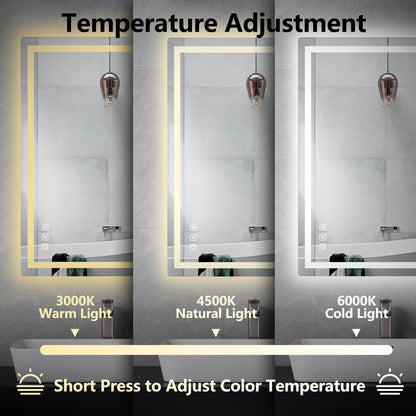 Miroir de salle de bain antibuée rétroéclairé RVB et à éclairage frontal LED