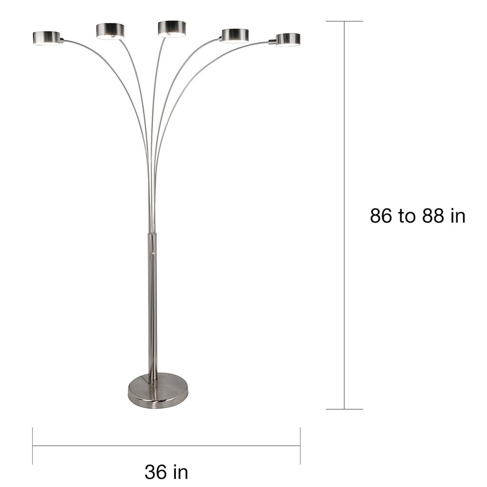 Lampadaire arqué en acier brossé Charlie de Strick &amp; Bolton à 5 lumières