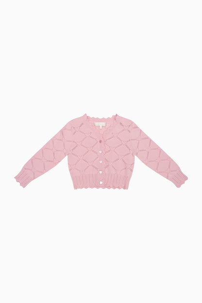 Cardigan Barlene en coton à motif cœur et losanges pour fille
