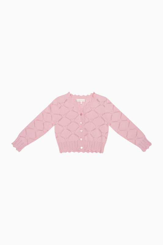 Cardigan Barlene en coton à motif cœur et losanges pour fille