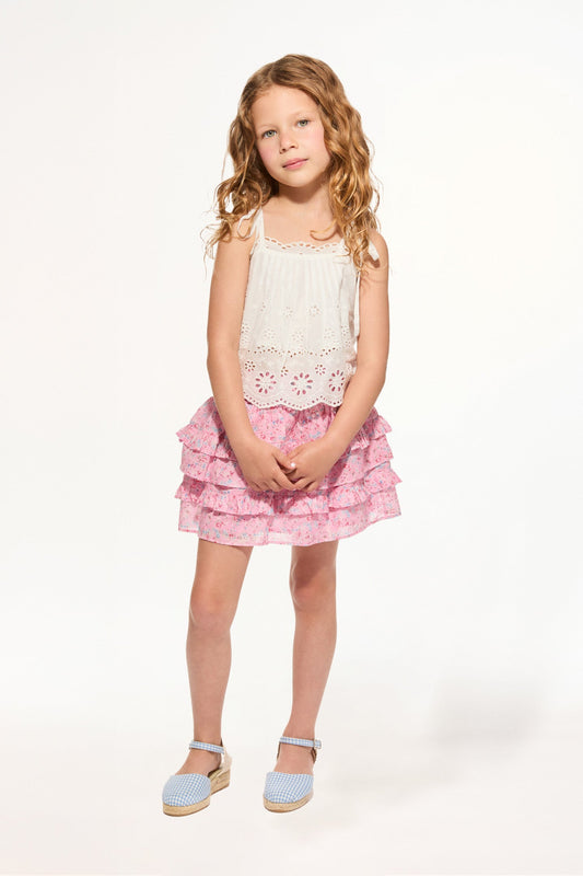 Jupe Billie en coton recyclé pour fille - VOILA PINK