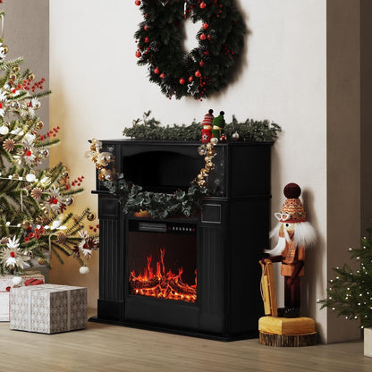 Cheminée électrique Bossin 43 avec manteau, insert de cheminée électrique de 23 pouces, meuble TV autonome avec foyer en bois