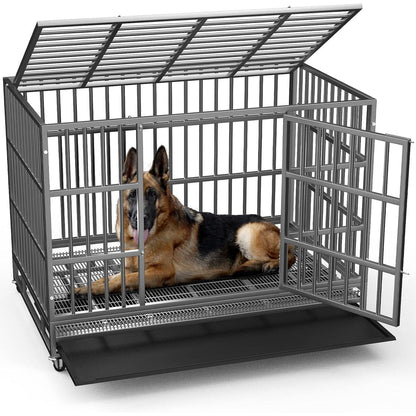 Cage pour chien Bossin 48/38 pouces, robuste et indestructible, cage anti-évasion avec roues verrouillables