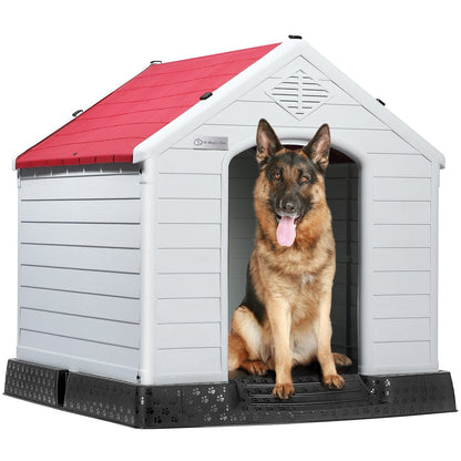 Niche en plastique Bossin pour chiens de petite et grande taille, niche isolée pour l'intérieur et l'extérieur, abri pour chiots avec plancher surélevé