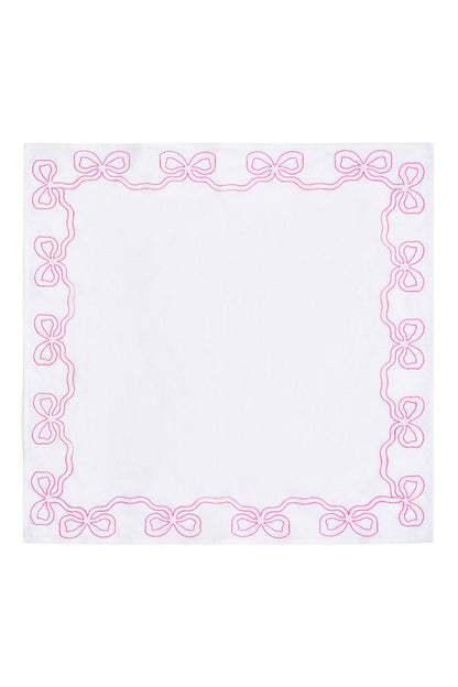 Serviettes en lin brodées avec nœud - ROSE FESTIF