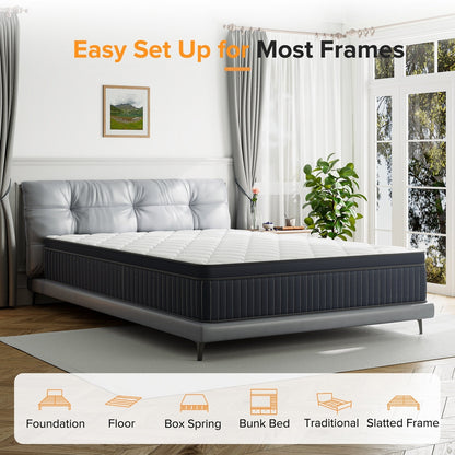 Matelas à ressorts SweDrea 12 po mi-ferme pour soulager les maux de dos et rafraîchir, certifié CertiPUR-US, SGS et OEKO-TEX.