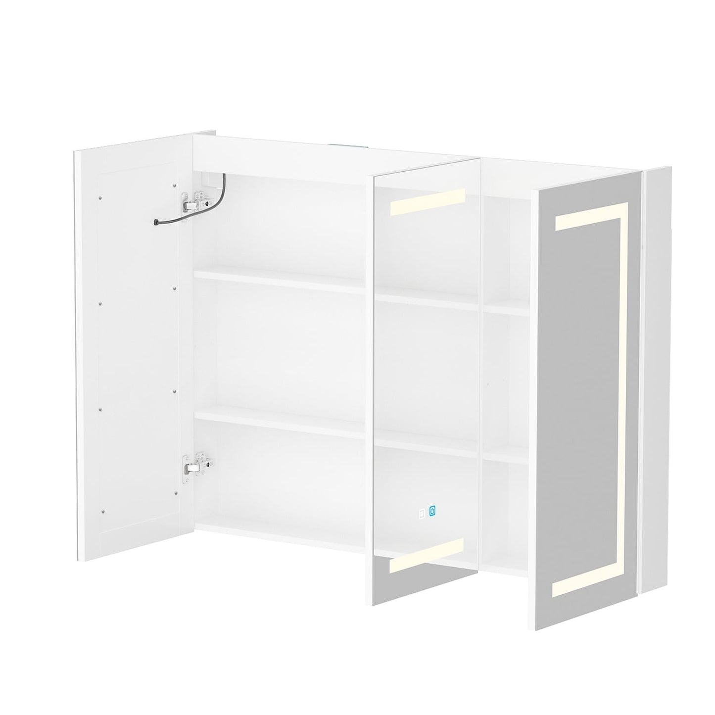 Armoire à pharmacie de salle de bain avec miroir LED antibuée 6 000 K, armoire murale blanche