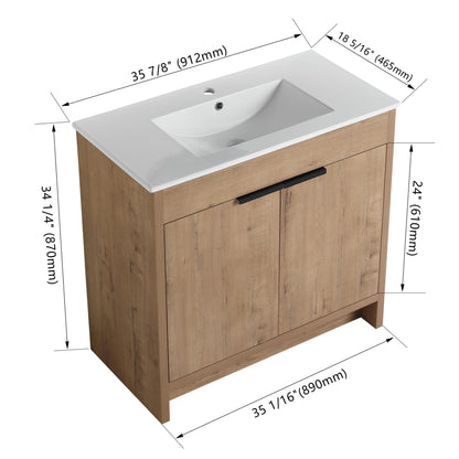 Beingnext Meuble-lavabo 24/30/36 avec porte à fermeture douce et étagère réglable